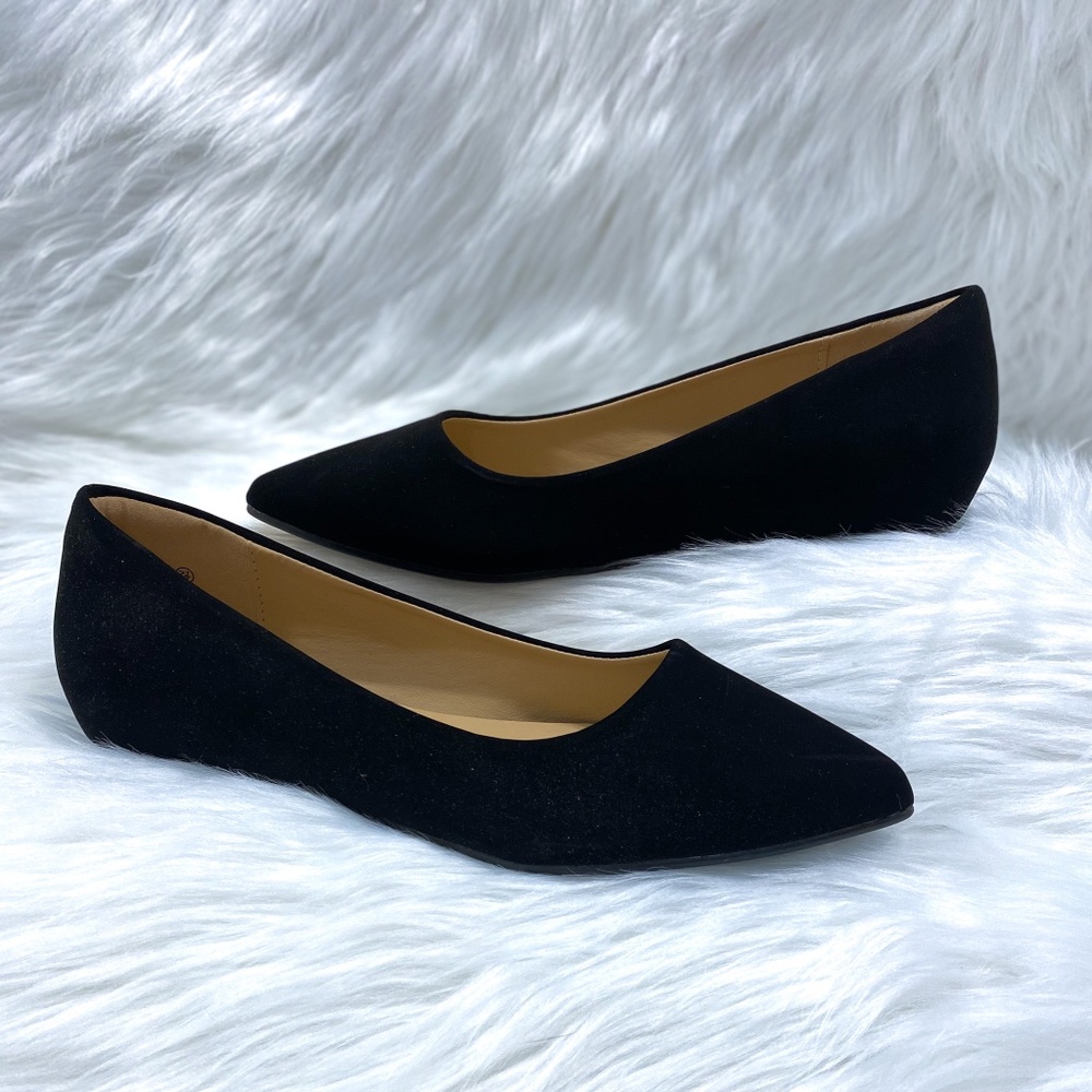DREAM PAIRS Women's Ballet Flat | Casual Dress Shoes | 7.5 | BLACK/SUEDE